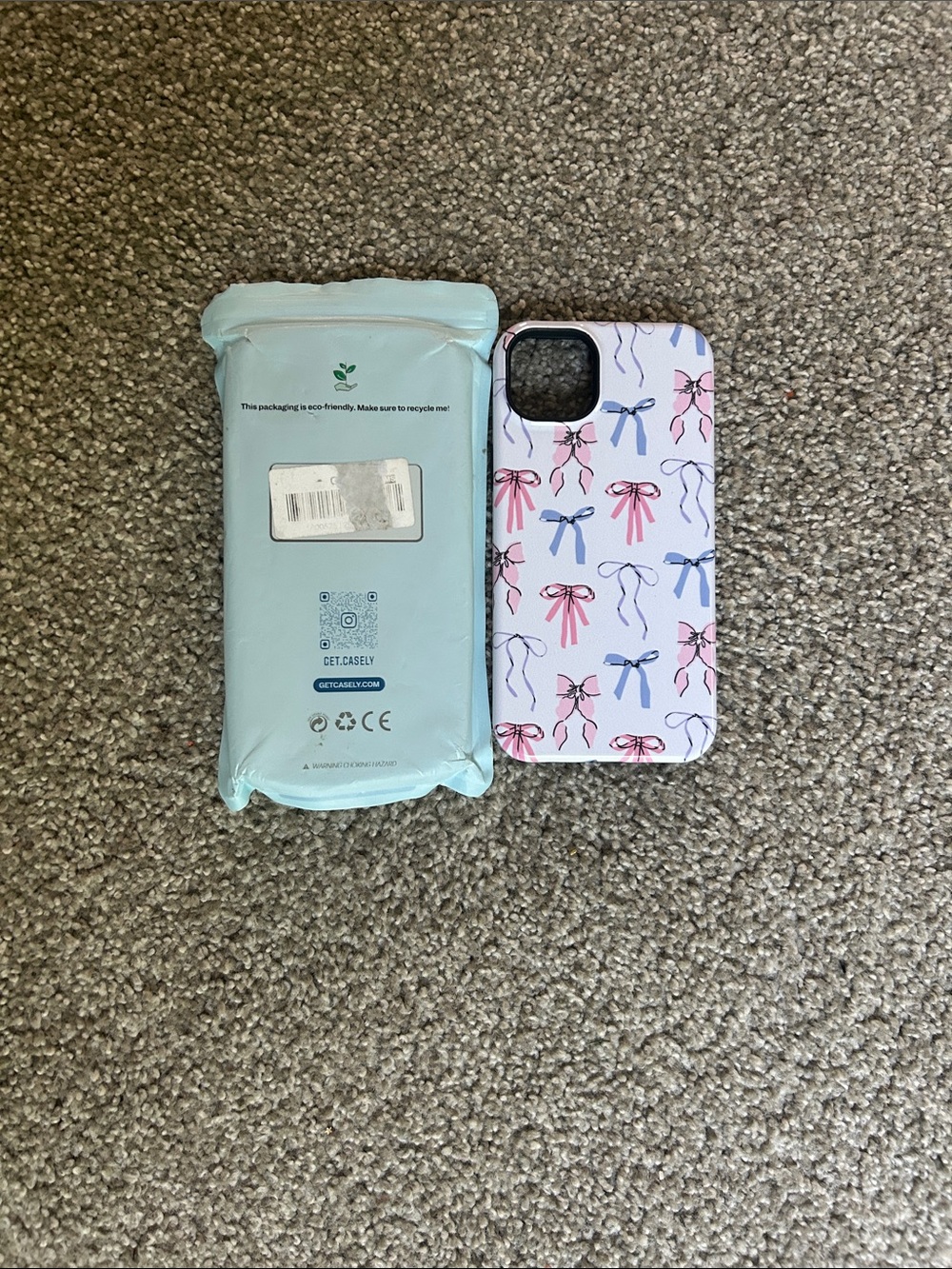 Unused Phone Case for iPhone 15 with Pink & Blue Bow Pattern - casley